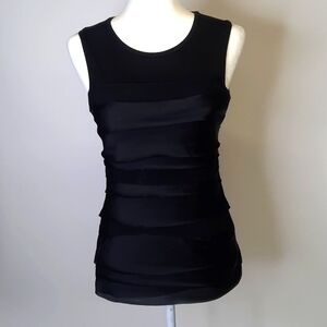 Ann Taylor Paneled Black Sleepless Top, Size XS